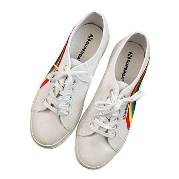 Superga Rainbow Embroidery Trainers White Size 9 W/7.5M - Picture 4 of 8